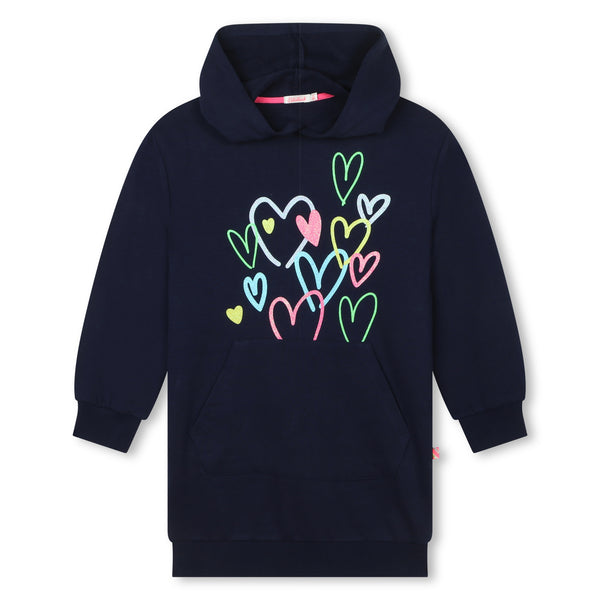 Navy Heart Graphic Hooded Dress