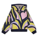 Blue and Pink Heart Swirled Glitter Zip Hoodie