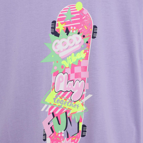 Lilac Long Sleeve Skateboard Graphic Tee