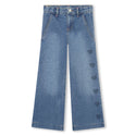 Blue Wide Leg Denim Trousers