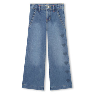 Blue Wide Leg Denim Trousers