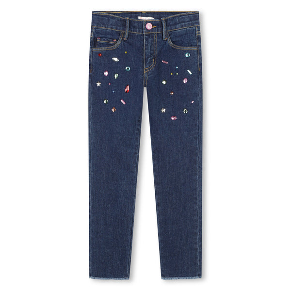 Denim Blue Bedazzled Denim Trousers