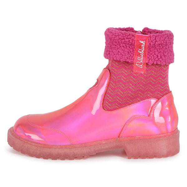 Pink Iridescent Chelsea Boots