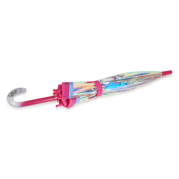 Pink Iridescent Umbrella with Unicorn and Logo