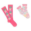 Pink 2pk Logo and Hearts Socks