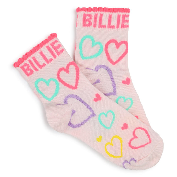 Pink 2pk Logo and Hearts Socks