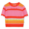 Fluorescent Knit Coral Short Sleeve Sweater