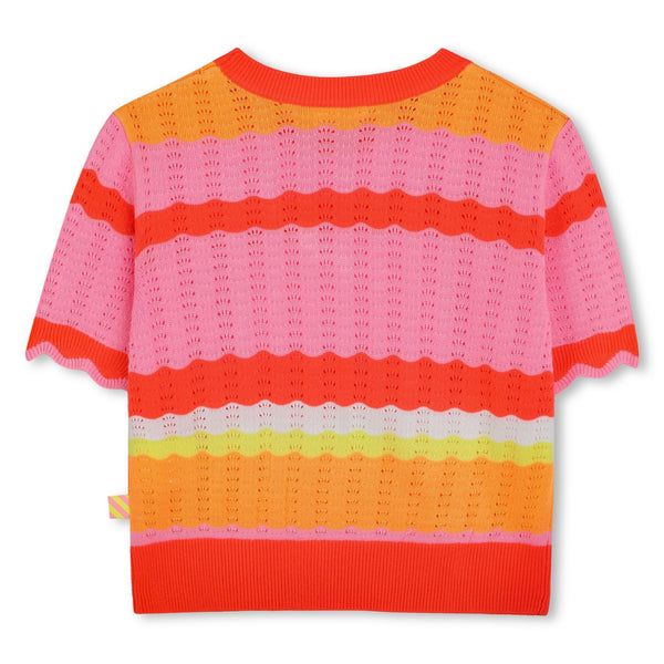 Fluorescent Knit Coral Short Sleeve Sweater