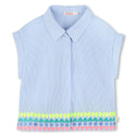 Blue Emroidered Collared Shirt