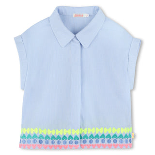 Blue Embroidered Collared Shirt