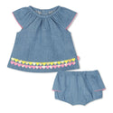 Denim Blue Blouse + Bloomers 2pc Set