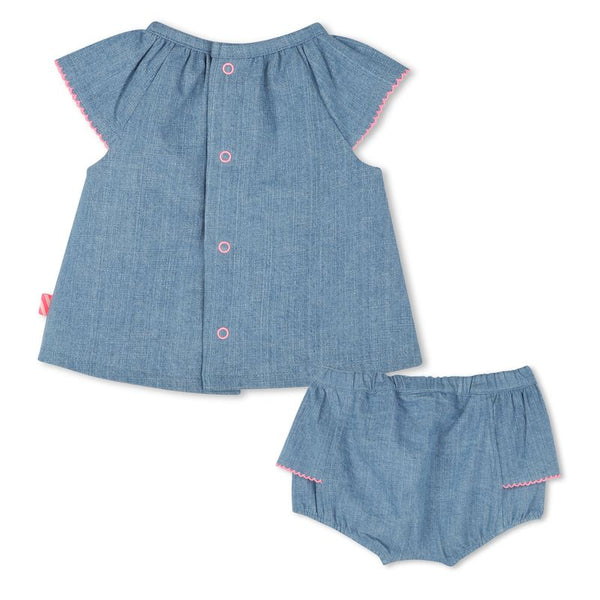 Denim Blue Blouse + Bloomers 2pc Set