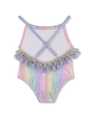 Multicolor Baby Ruffle Back Iridescent Swimsuit