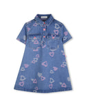 Blue Denim Heart Print Dress