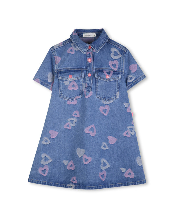 Blue Denim Heart Print Dress
