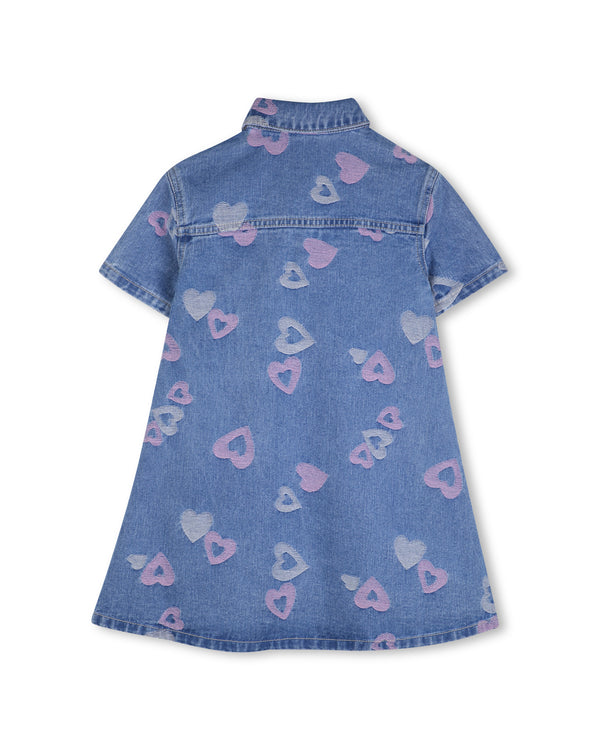 Blue Denim Heart Print Dress