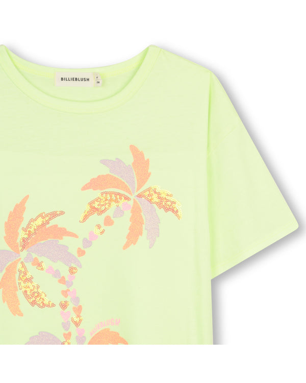 Lime Sequin Palm Tree T-Shirt Dress