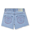 Blue Denim Multicolor Rhinestone Short
