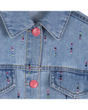 Blue Denim Multicolor Rhinestone Jacket