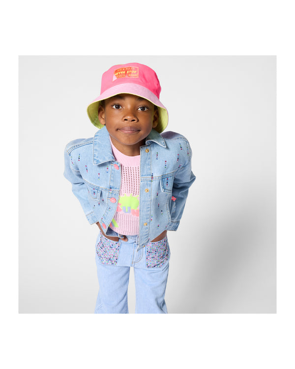 Blue Denim Multicolor Rhinestone Jacket