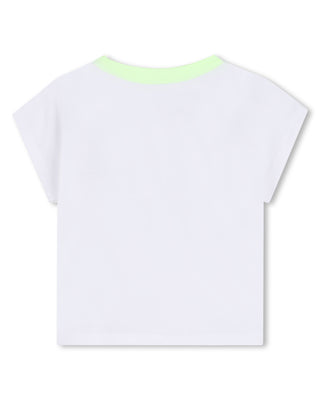 White with Lime Neck Tropical Tee