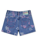 Blue Denim Heart Print Short