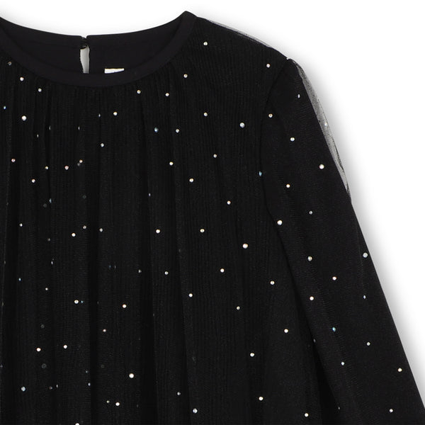 Black Rhinestone Tulle Dress