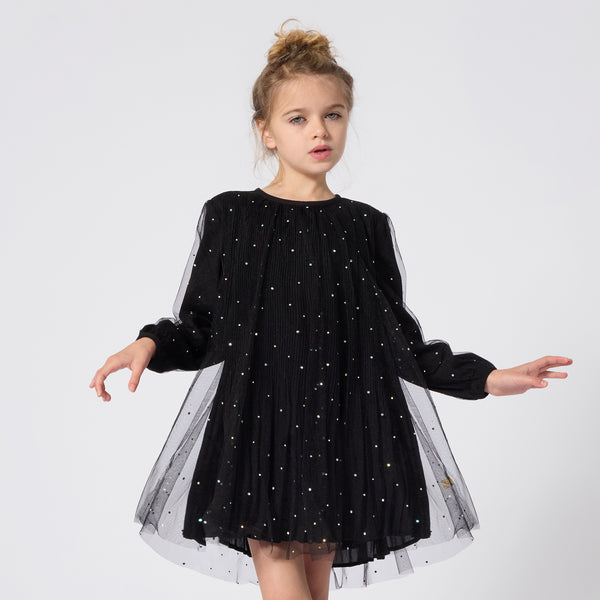Black Rhinestone Tulle Dress