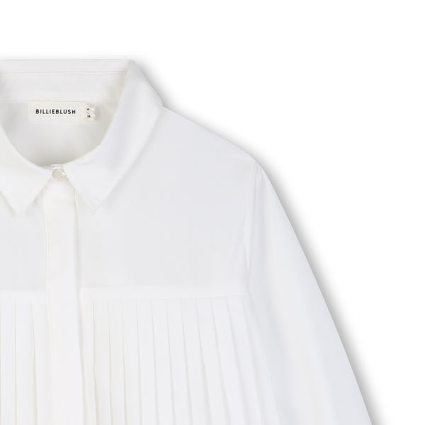 Ivory Pleated Collared Blouse