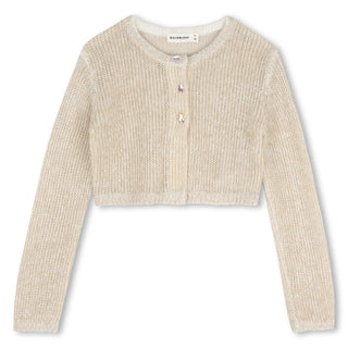 Light Gold Shiny Knit Cardigan