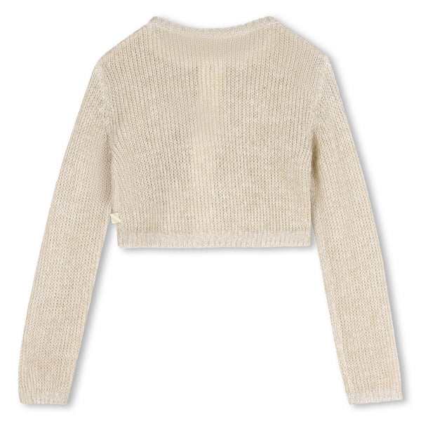Light Gold Shiny Knit Cardigan