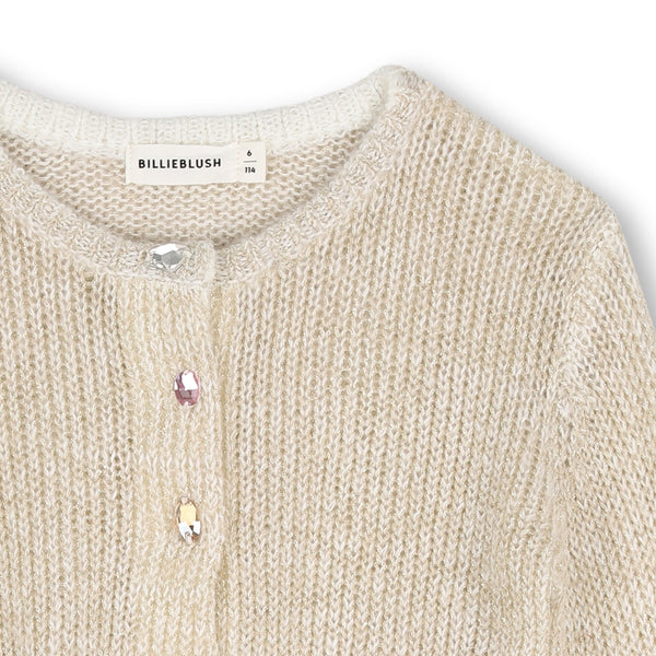 Light Gold Shiny Knit Cardigan