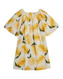 Lemon Print Puff Sleeve Dress