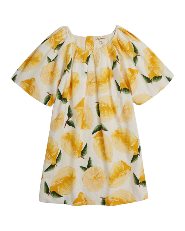 Lemon Print Puff Sleeve Dress