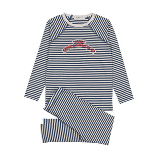 Navy and Cream Striped Crew Pajamas