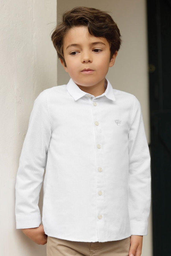 Light Gray Striped Collared Shirt
