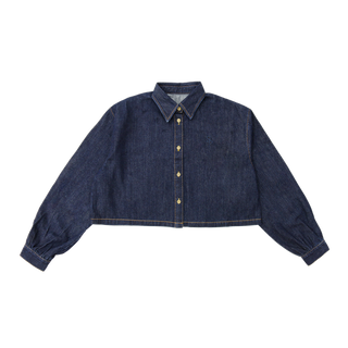 Blue Cropped Denim Shirt
