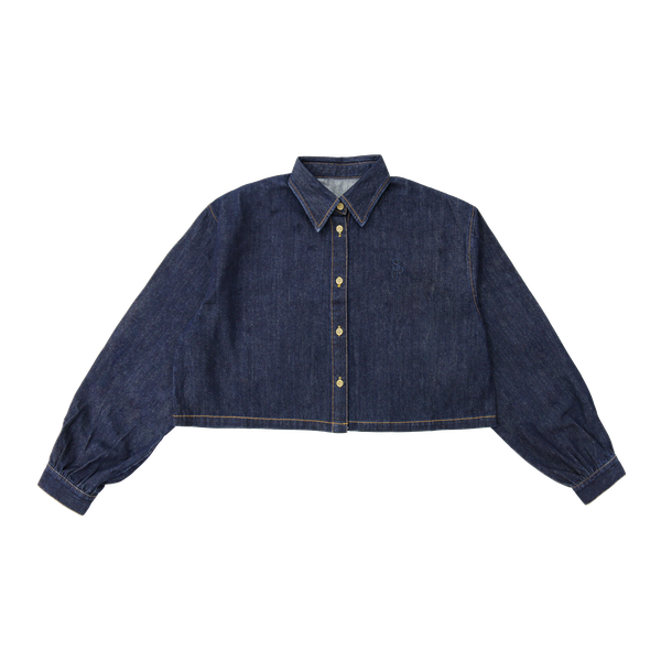 Blue Cropped Denim Shirt