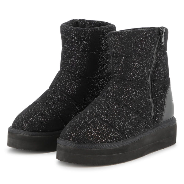 Black Glitter Winter Boots