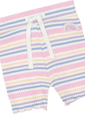 Multicolor Rainbow Stripe Ribbed Short