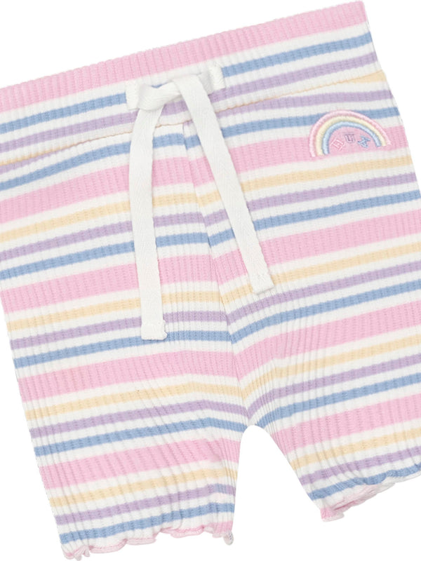 Multicolor Rainbow Stripe Ribbed Short