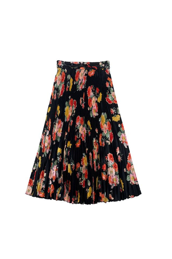 Black with Pink Yellow Flowers Klara Skirt