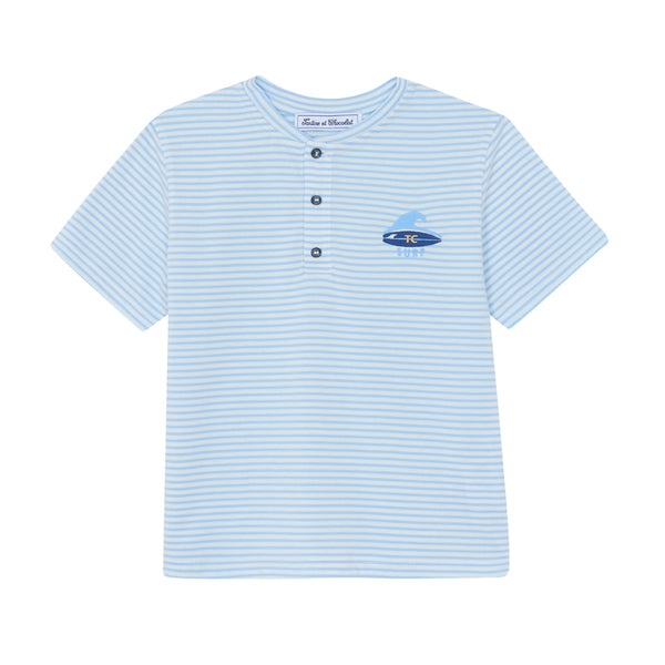 Blue Big Boys Striped Henley Tee