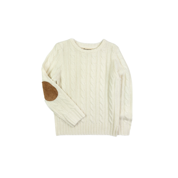 Winter White Fisherman Elbow Patch Sweater The Red Balloon