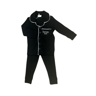 Black with White Piping Grandpa Pajama Set