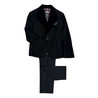 Black Velvet Flocking Dinner Jacket with Pants