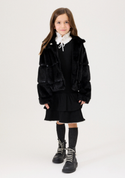 Black Plush Bomber Jacket