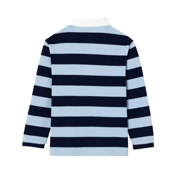 Blue Silence Striped Long Sleeve Polo