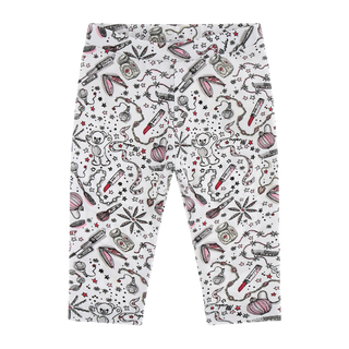 White Beauty Print Leggings