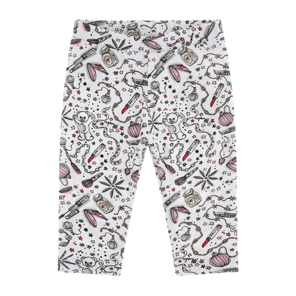 White Beauty Print Leggings
